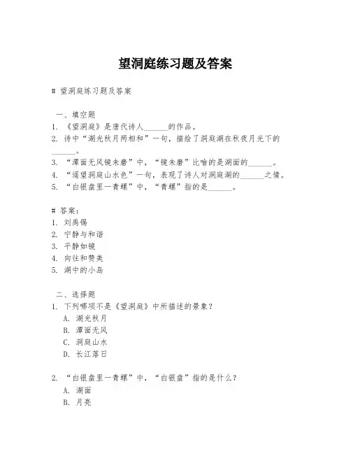 望洞庭练习题及答案