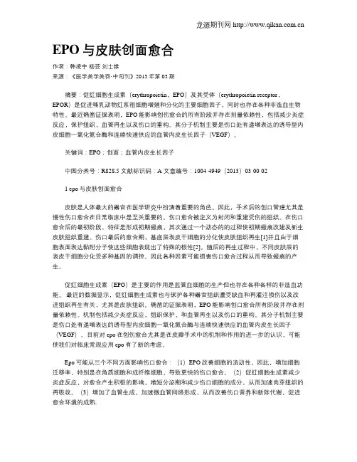 EPO与皮肤创面愈合