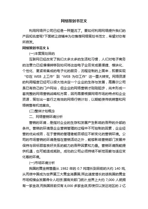 网络策划书范文