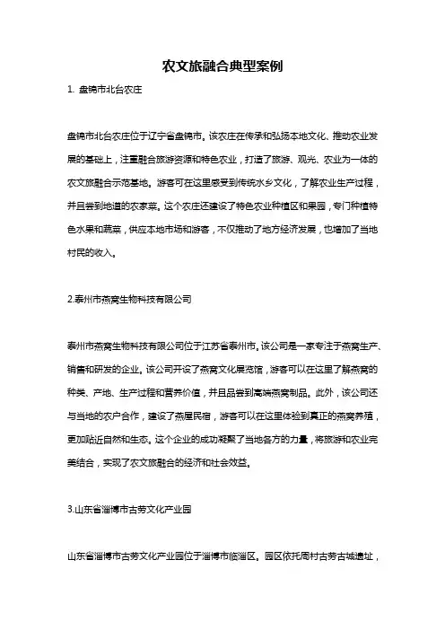 农文旅融合典型案例