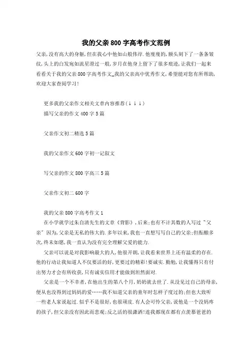 我的父亲800字高考作文范例