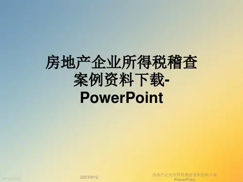 房地产企业所得税稽查案例资料下载PowerPoint