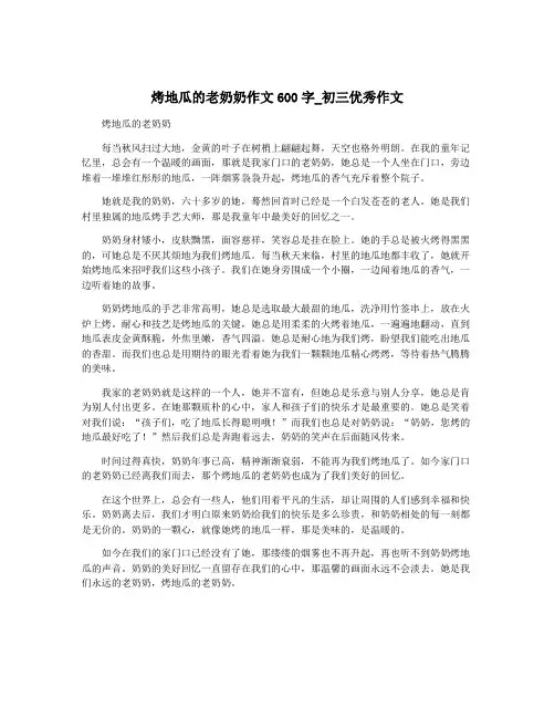 烤地瓜的老奶奶作文600字_初三优秀作文