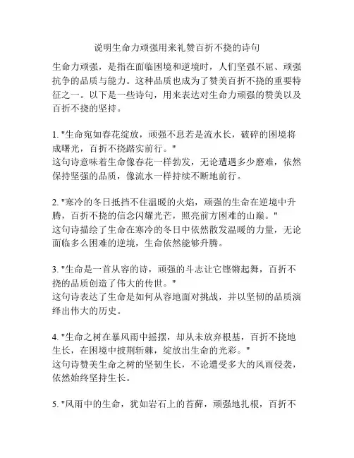 说明生命力顽强用来礼赞百折不挠的诗句 
