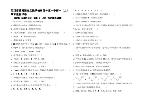 高一生物上学期期末试卷高一全册生物试题_01