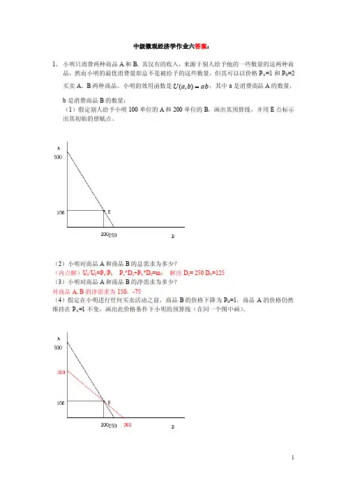 《中级微观经济学》作业六答案