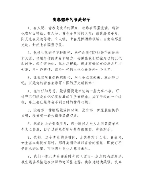 青春韶华的唯美句子