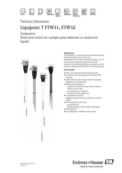 费斯托液位开关Liquipoint T FTW31, FTW32 技术信息手册说明书
