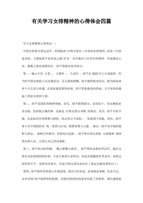 有关学习女排精神的心得体会四篇