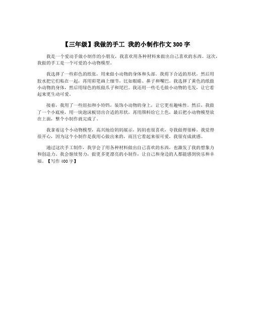 【三年级】我做的手工 我的小制作作文300字