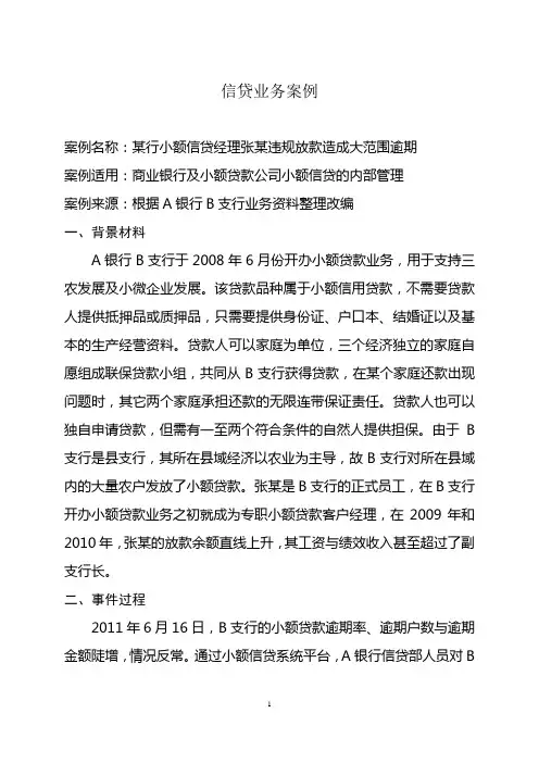 【最新精选】小额贷款违规操作案例
