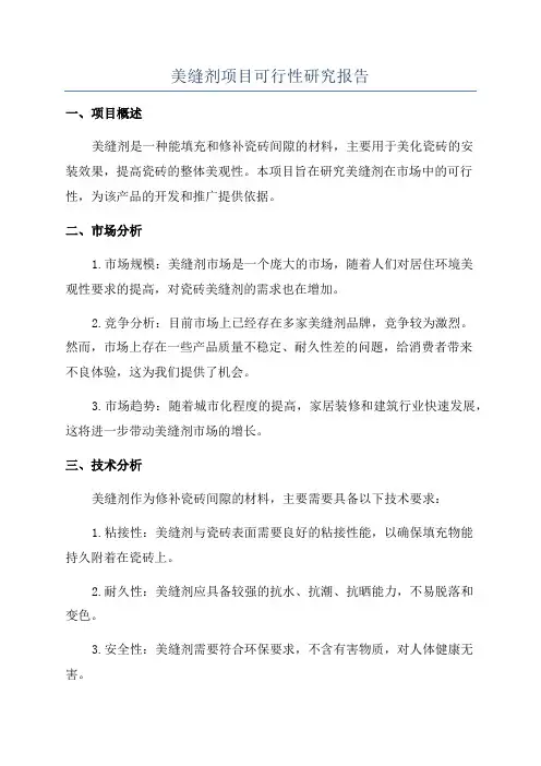 美缝剂项目可行性研究报告