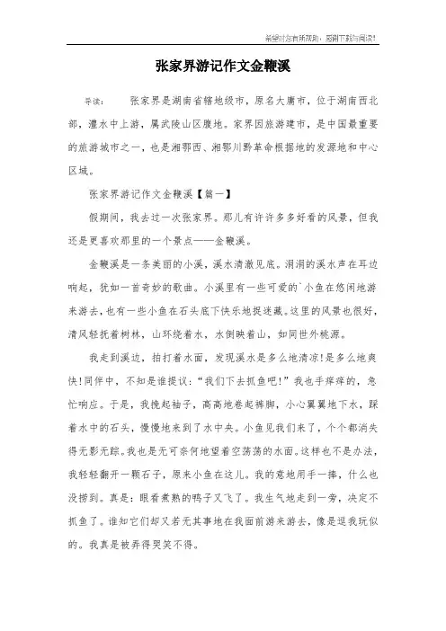 张家界游记作文金鞭溪