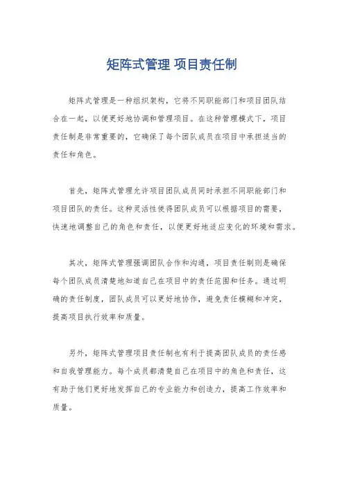 矩阵式管理 项目责任制