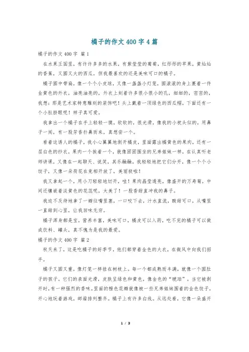 橘子的作文400字4篇