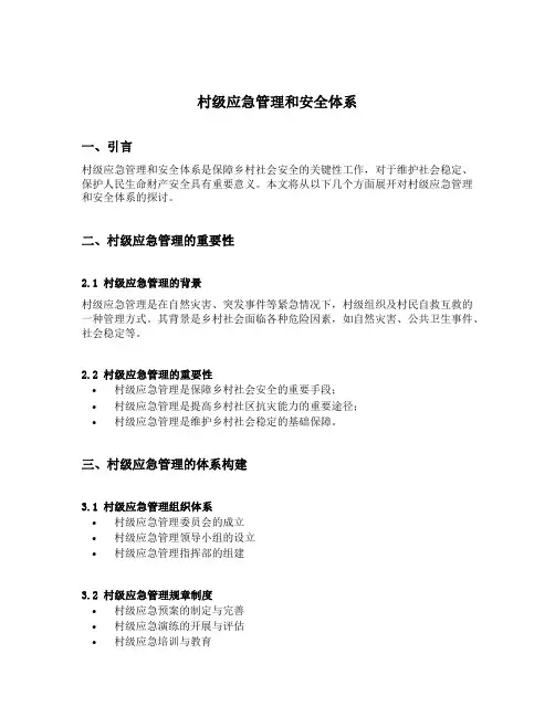 村级应急管理和安全体系