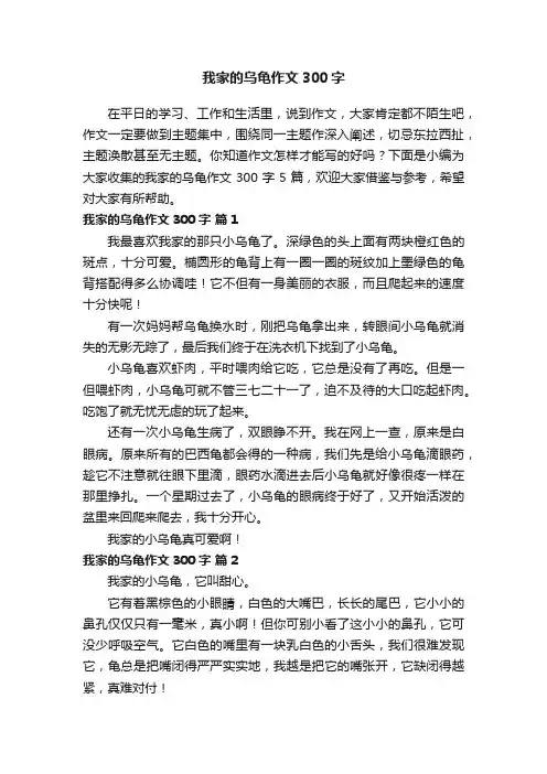 我家的乌龟作文300字（精选74篇）