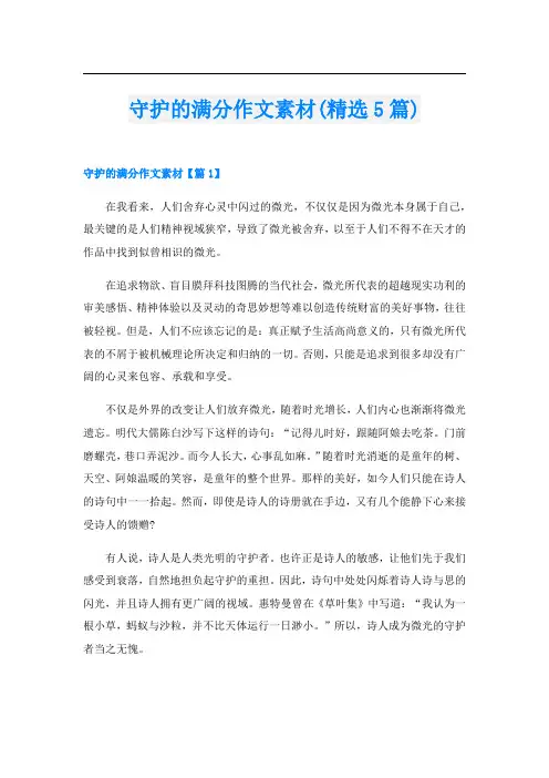 守护的满分作文素材(精选5篇)