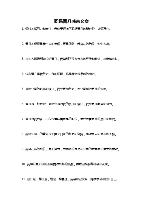 职场晋升感言文案