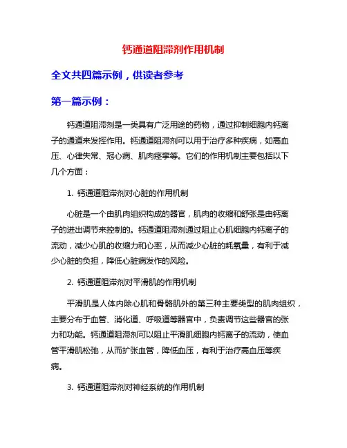 钙通道阻滞剂作用机制