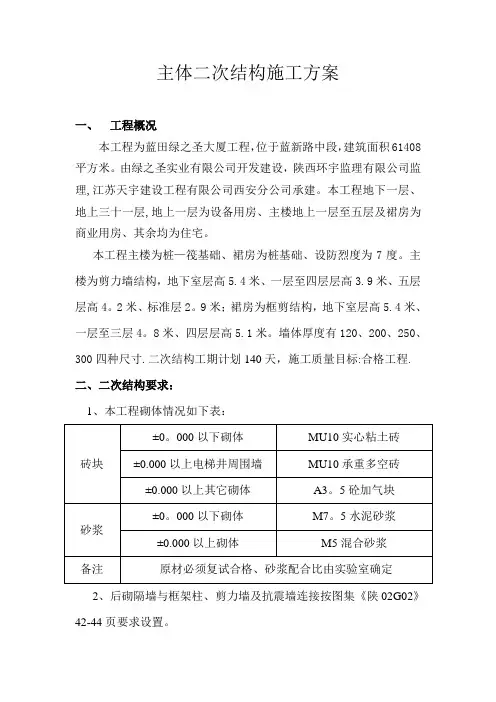 主体二次结构施工方案..