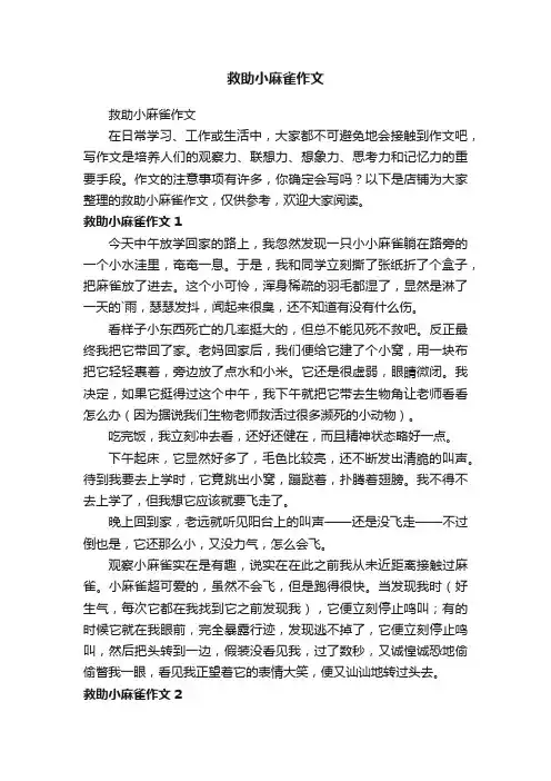 救助小麻雀作文