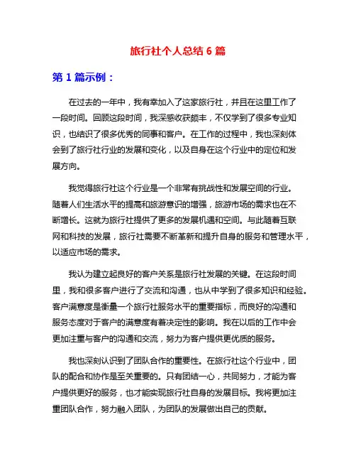 旅行社个人总结6篇