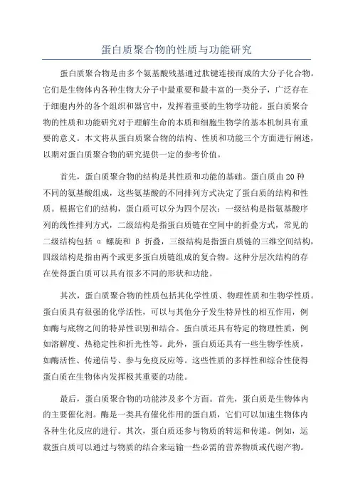蛋白质聚合物的性质与功能研究
