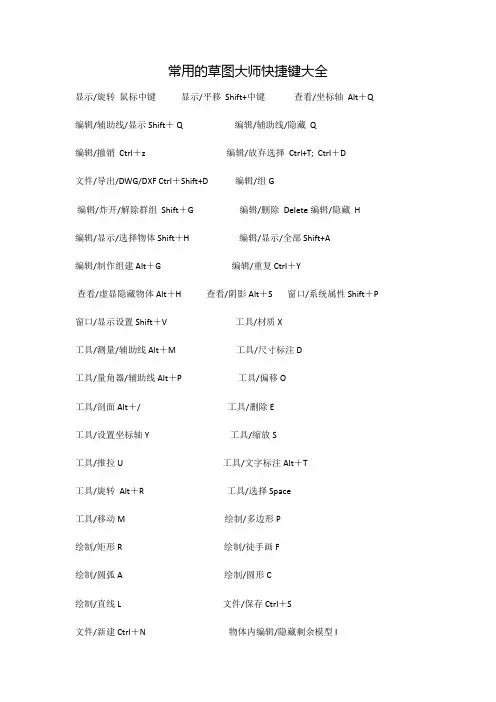 草图大师快捷键大全