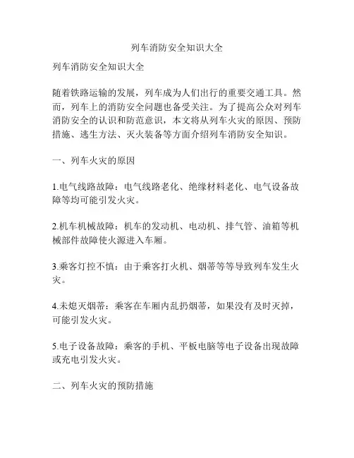 列车消防安全知识大全