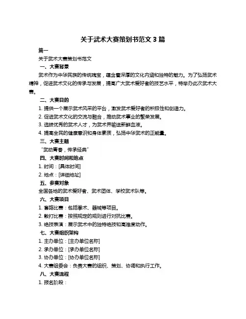 关于武术大赛策划书范文3篇