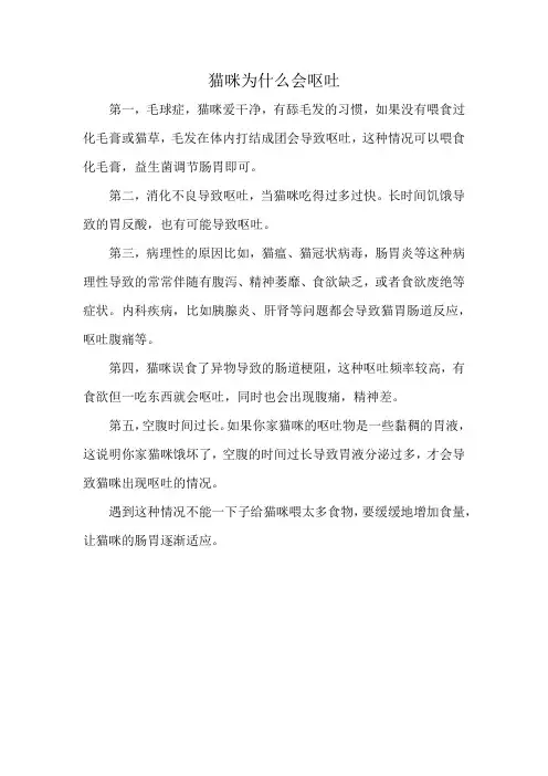 猫咪为什么会呕吐