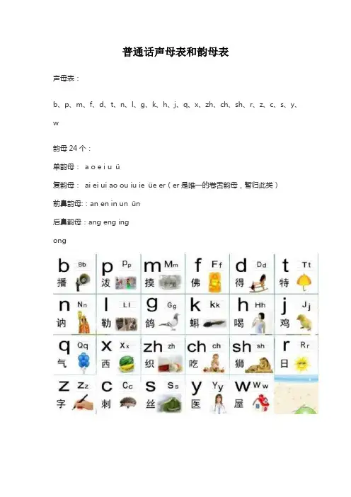 普通话声母表和韵母表