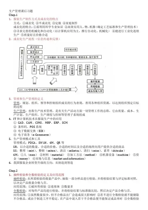 生产管理课后习题讲课教案