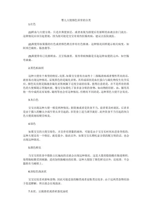 婴儿大便颜色异常的分类