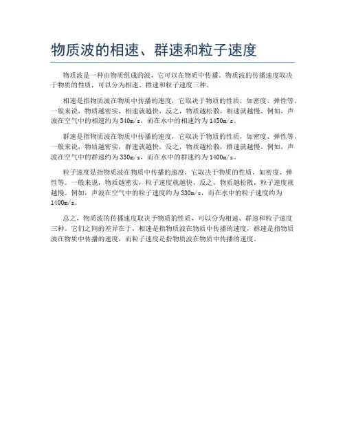 物质波的相速、群速和粒子速度
