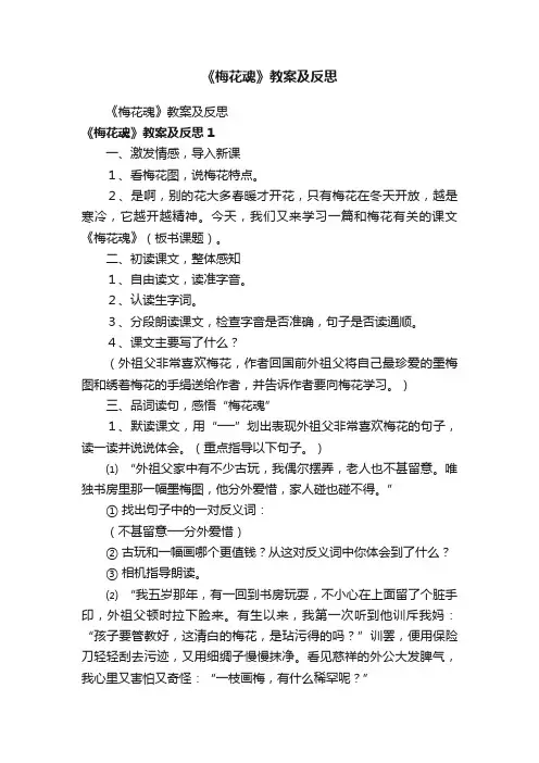 《梅花魂》教案及反思