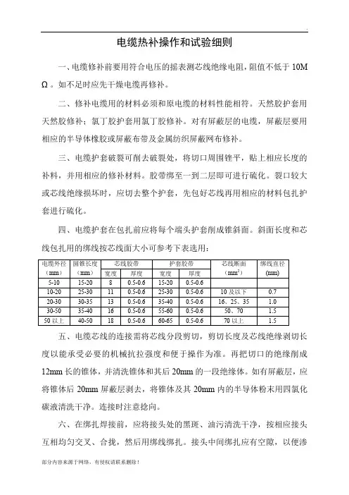 电缆热补操作规程