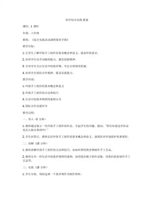 初中综合实践 教案
