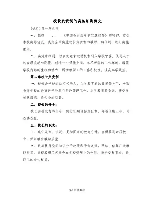 校长负责制的实施细则例文（3篇）
