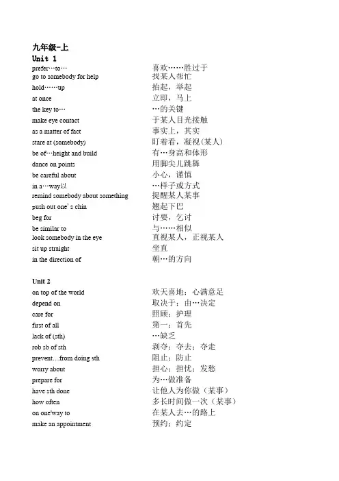 九年级英语(人教版)-上册短语