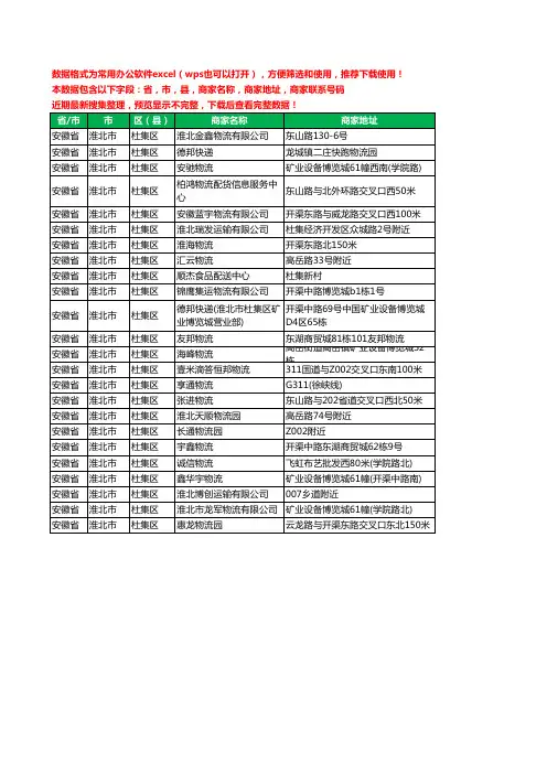2020新版安徽省淮北市杜集区物流工商企业公司商家名录名单黄页联系电话号码地址大全24家