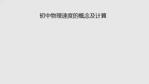 初中物理速度的概念及计算