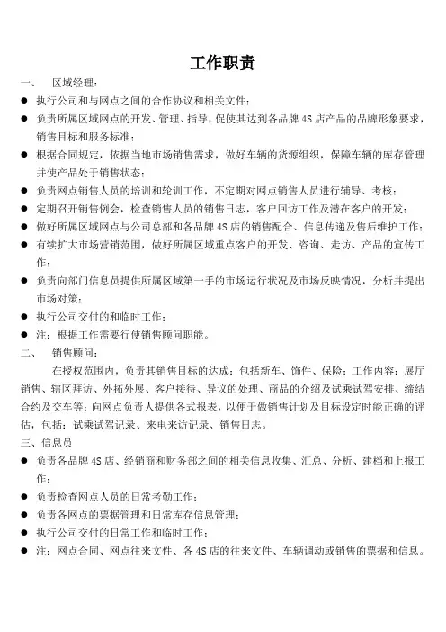 二网专员工作职责