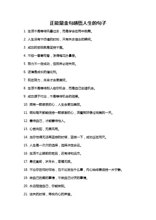 正能量金句感悟人生的句子