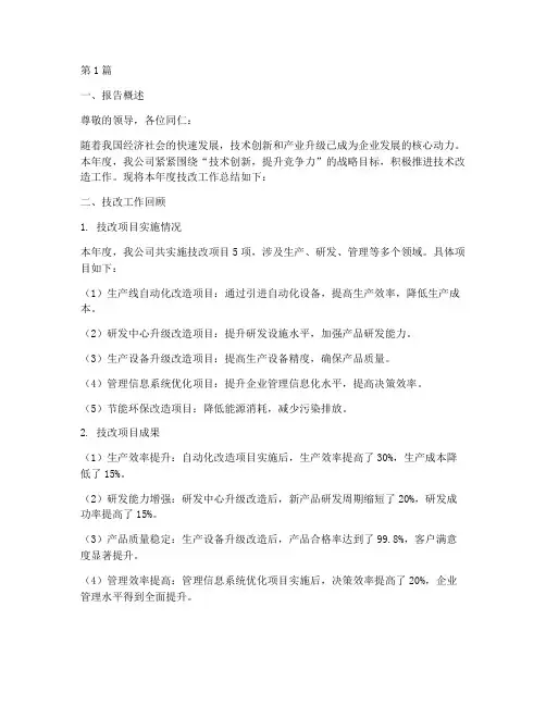 公司技改年度总结报告(3篇)
