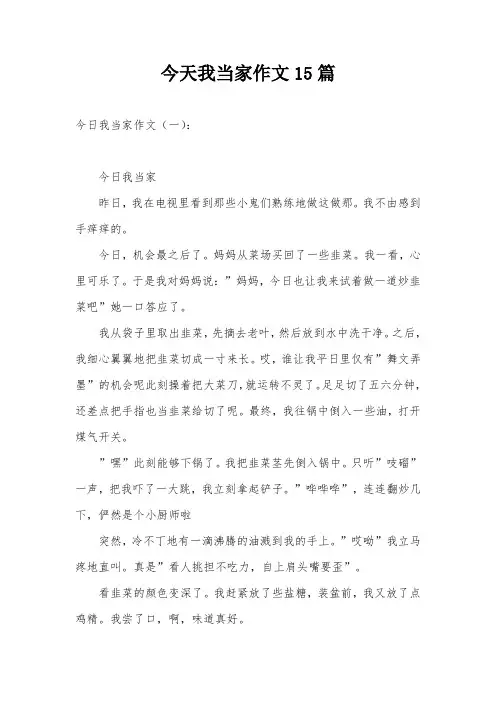 今天我当家作文15篇