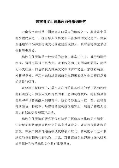 云南省文山州彝族白倮服饰研究
