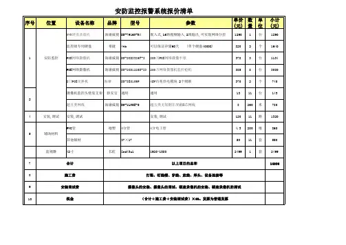 安防监控工程报价清单