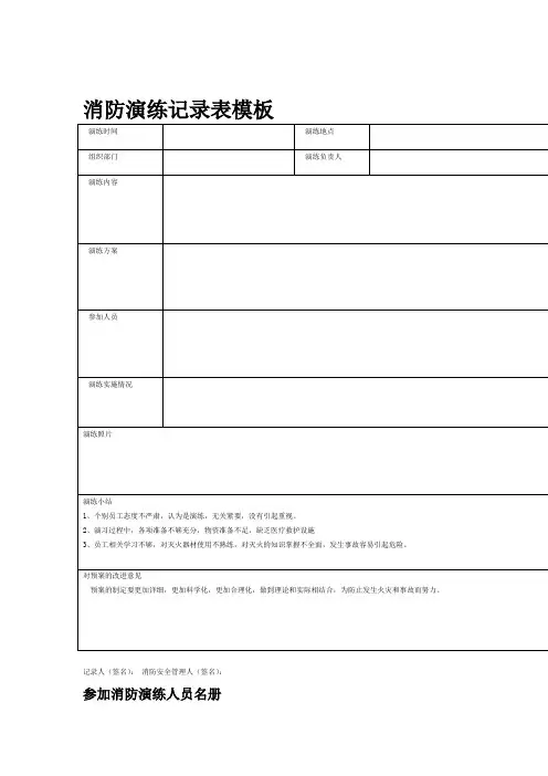 消防演练记录表模板